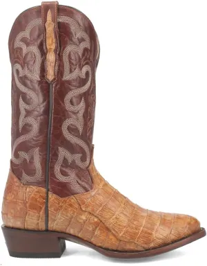 Dan Post Boots Mens Primetime Embroidered Round Toe Pull On Dress Boots Mid Calf - Brown