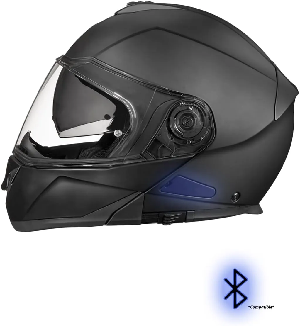 Daytona Helmets Glide Modular Motorcycle Helmet - DOT Approved Flip Up Motorcycle Helmet - Bluetooth Ready Full Face Motorcycle Helmet with Dual Visors for Men, Women & Youth