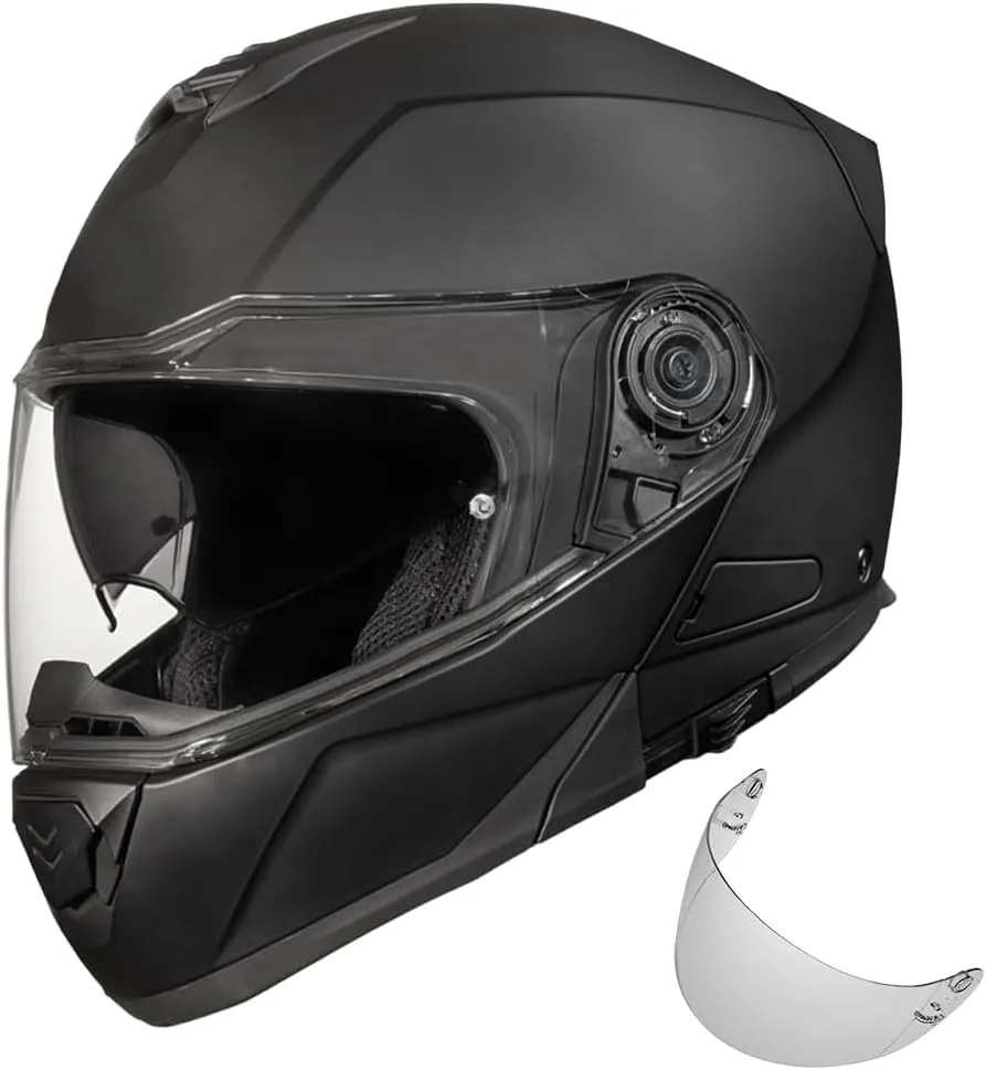 Daytona Helmets Glide Modular Motorcycle Helmet - DOT Approved Flip Up Motorcycle Helmet - Bluetooth Ready Full Face Motorcycle Helmet with Dual Visors for Men, Women & Youth