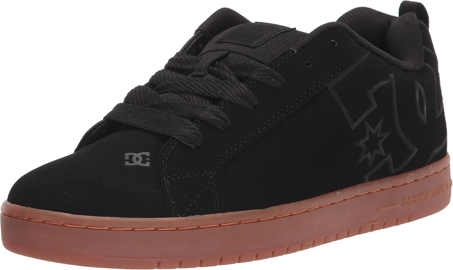 DC Men's Court Graffik Casual Low Top Skate Shoe Sneaker, Black/Gum/Black, 6