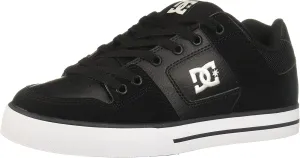 DC Men's Pure Low Top Lace Up Casual Skate Shoe Sneaker, Black/Black/White, 14