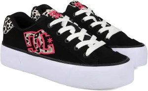 DC Shoes Women's Chelsea Platform Sneaker, Black/Pink/Leopard, 7.5
