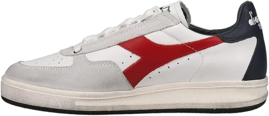 Diadora Mens B.Elite H Leather Dirty Lace Up Sneakers Shoes Casual - White