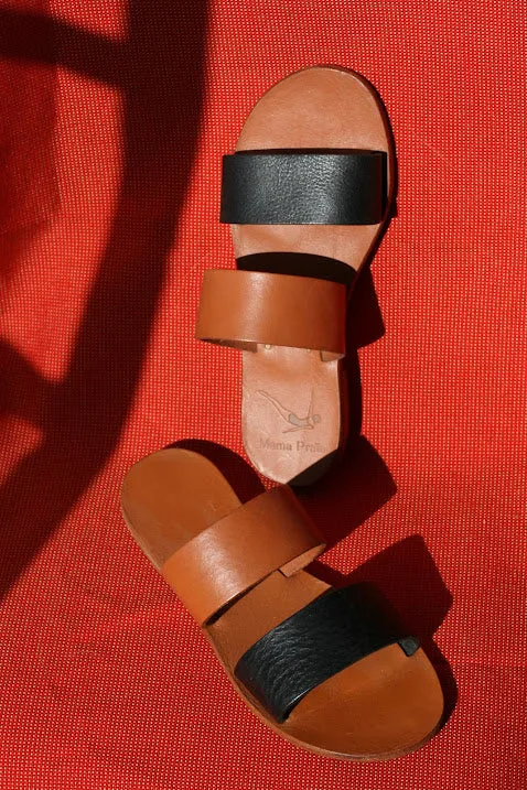 Double Trouble - Camel Sole - Two-Strap Sandals