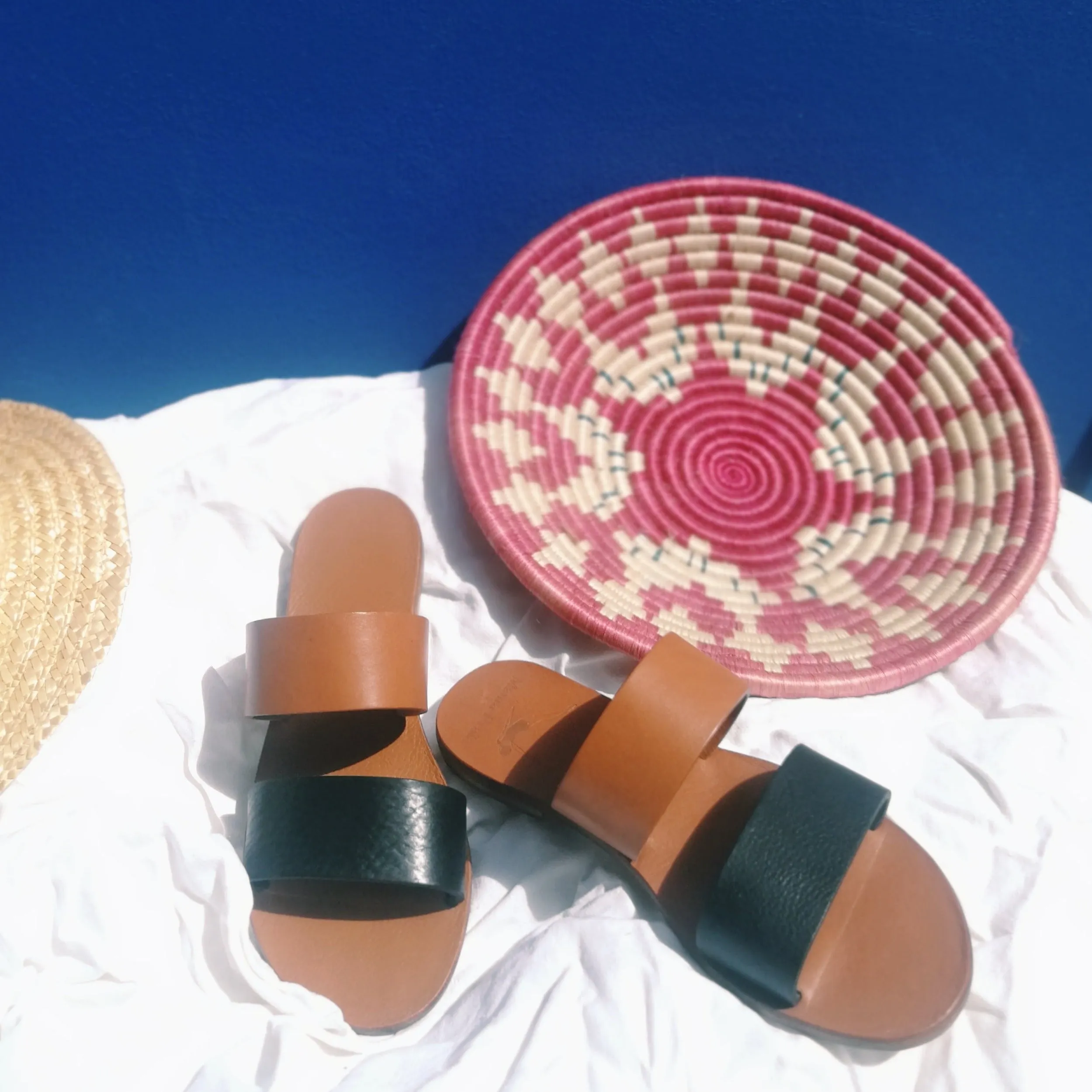 Double Trouble - Camel Sole - Two-Strap Sandals