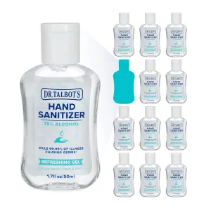 Dr. Talbot's Refreshing Gel Hand Sanitizer With Flip Cap, Fragrance Free, Travel Size 1.7 Fl Oz (Pack of 12)