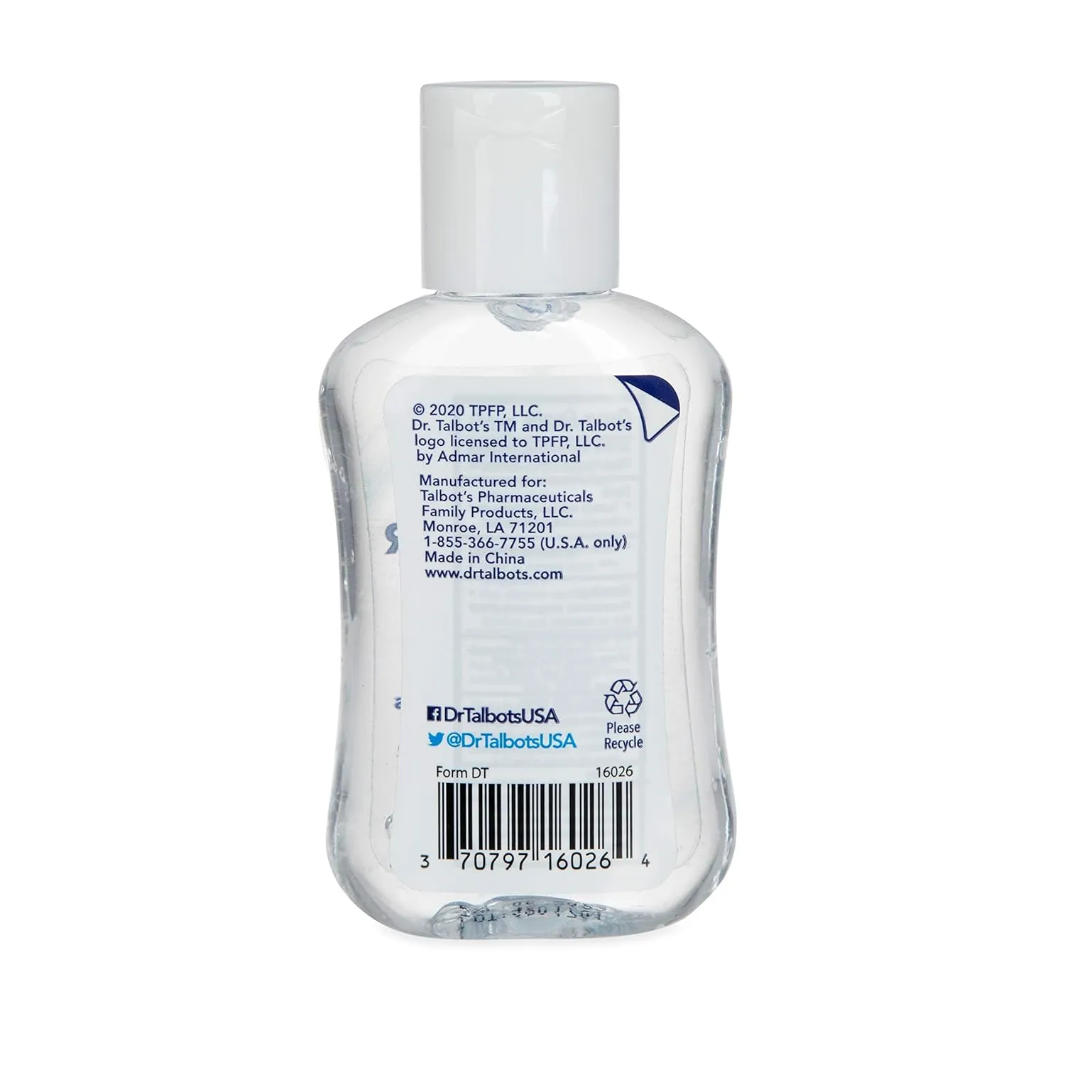 Dr. Talbot's Refreshing Gel Hand Sanitizer With Flip Cap, Fragrance Free, Travel Size 1.7 Fl Oz (Pack of 12)