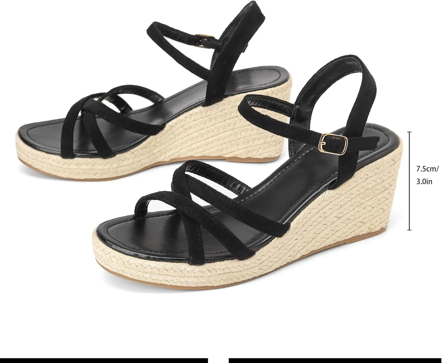 Dressy Open Toe Sandals Platform Wedge Sandals with Cushioned Insole and Ankle Strap Buckle,Strappy Espadrille Wedge Sandals for Women Comfortable Summer