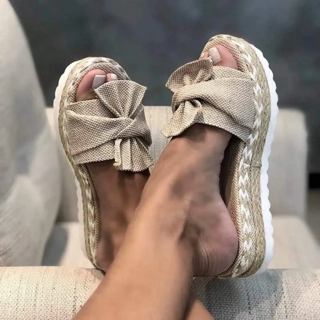 Eduavar Sandals for Women Dressy, Summer Sandals for Women 2023 Bow Tie Sandals Slip On Espadrille Platform Sandals