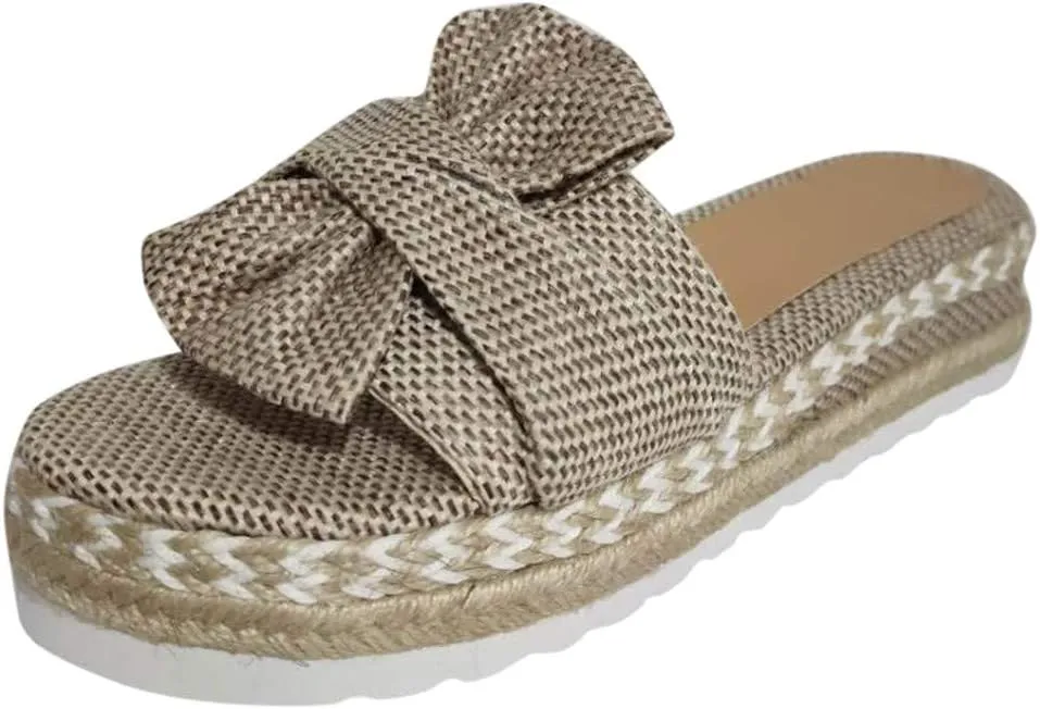 Eduavar Sandals for Women Dressy, Summer Sandals for Women 2023 Bow Tie Sandals Slip On Espadrille Platform Sandals