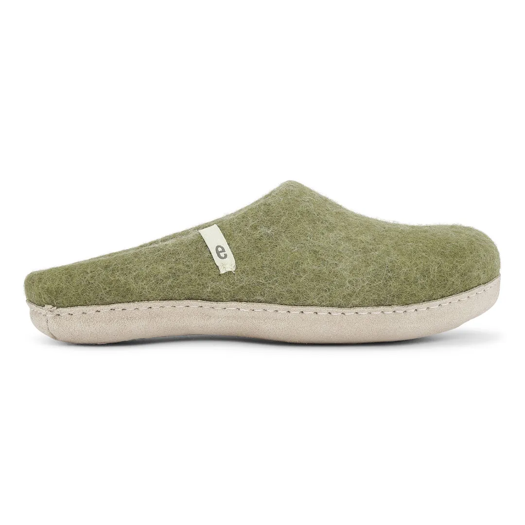 Egos Felted Wool Mule Slippers, Moss Green