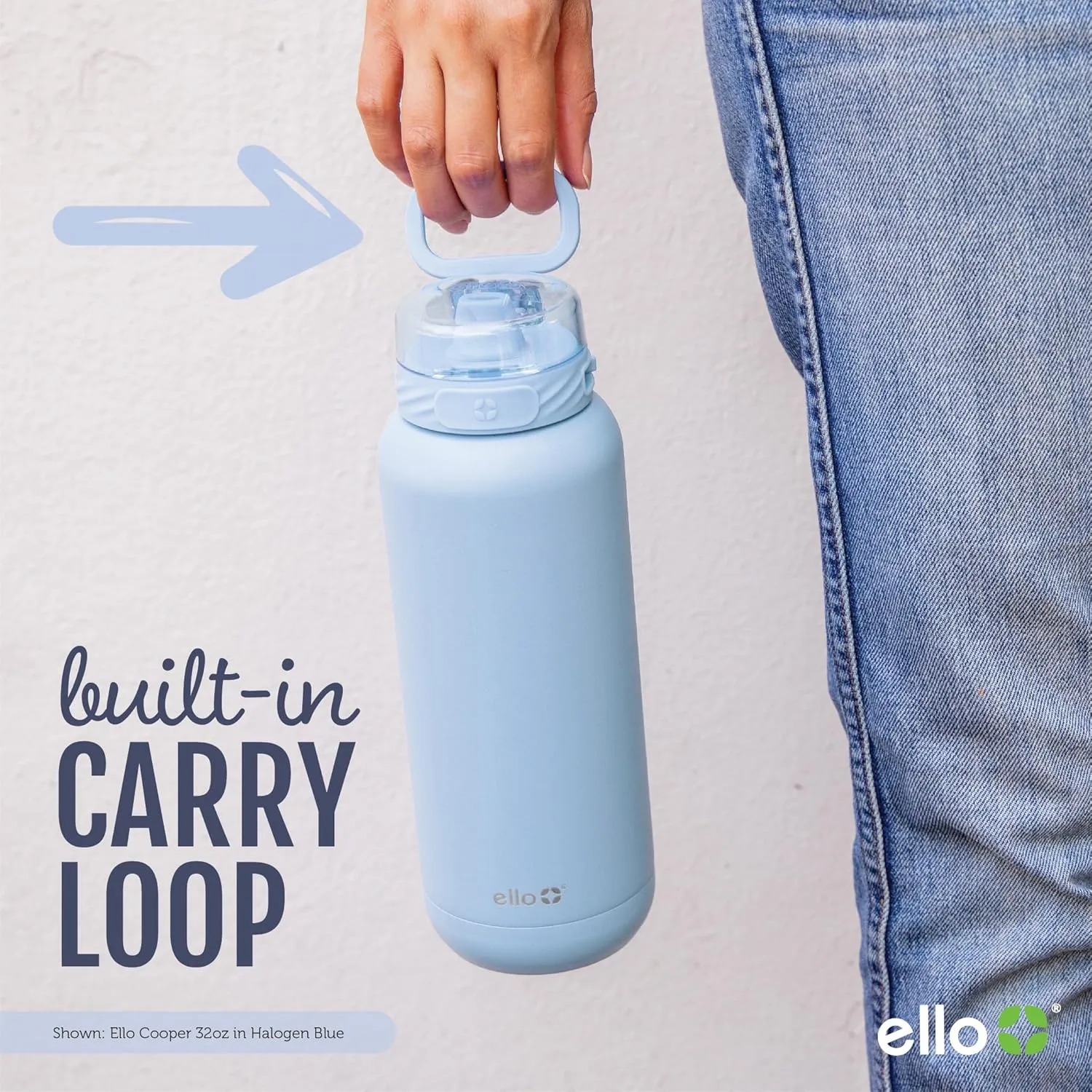 Ello Cooper 18oz Kids Stainless Steel Water Bottle with 2 Lids Chug and Straw | Leak Proof Double Walled and Vacuum Insulated | Fits Car Cupholder | Built in Carry Loop | Dishwasher Safe | Black