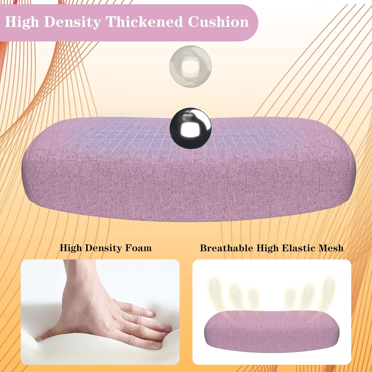 Ergonomic Office Chair for Long Hours & Back Pain Relief – Adjustable Lumbar Support & Headrest, High-Density Foam Cushion, Flip-Up Armrests, Ideal for Work & Study, Light Purple