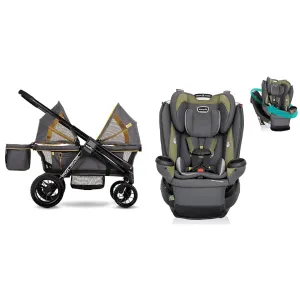 Evenflo Pivot Xplore All-Terrain Stroller Wagon and Revolve360 Extend Rotational Car Seat Bundle