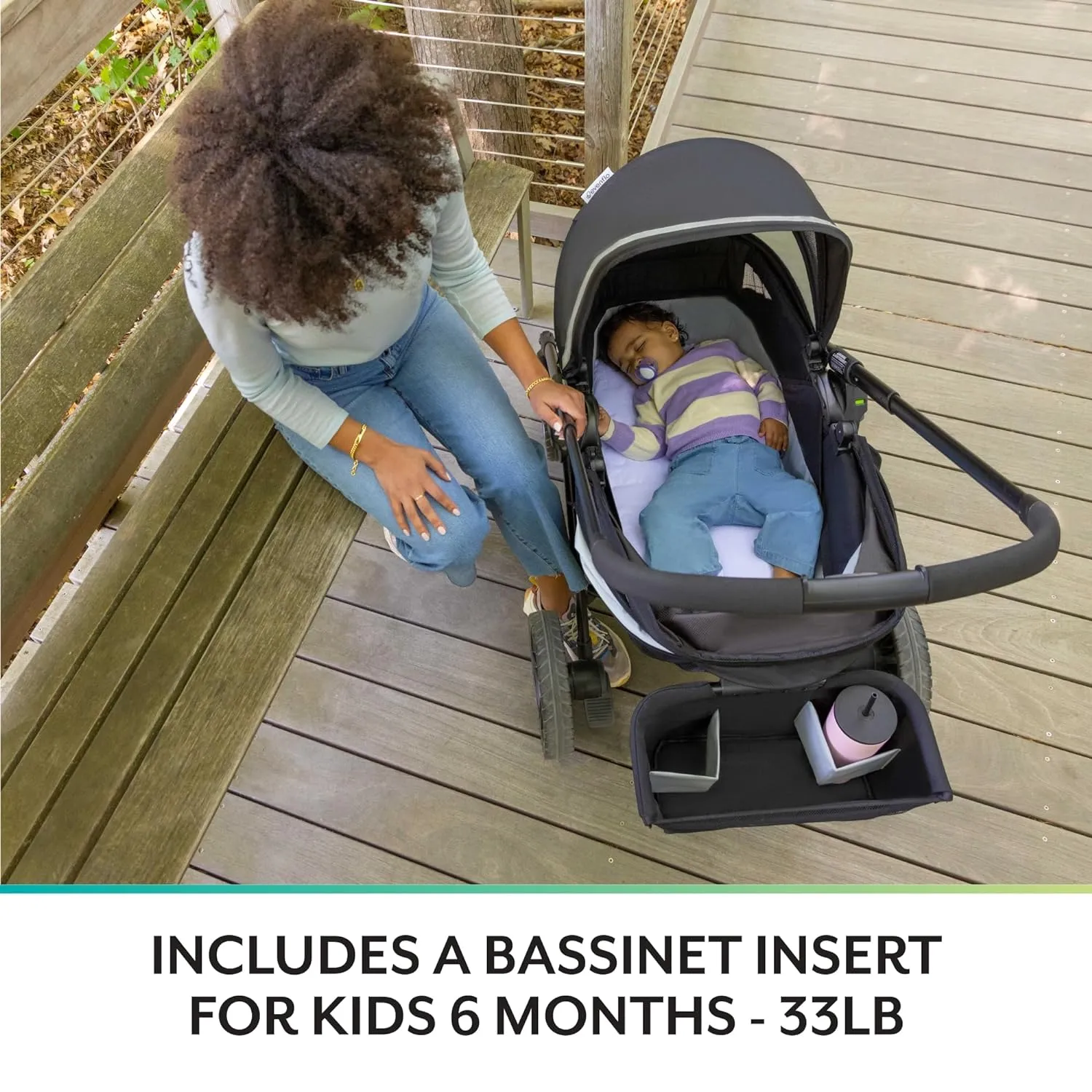 Evenflo Pivot Xplore Dreamz All-Terrain Stroller Wagon with Bassinet Insert (Voyager Green)