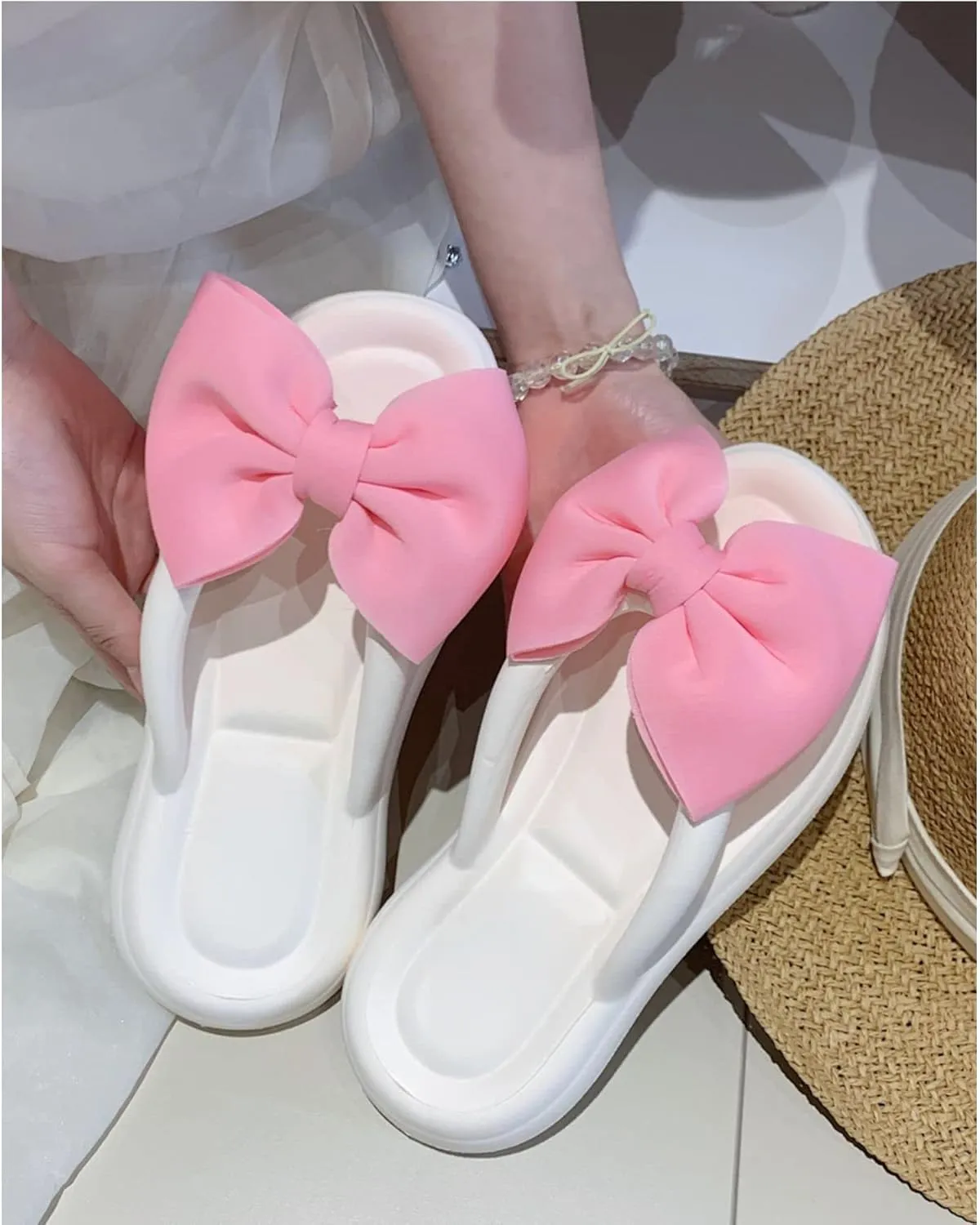 Fairy Bow Flip Flop Summer Beach Sandal Slippers for Womens Girls Women's Flip Flop Sandal Aesthetics Slippers