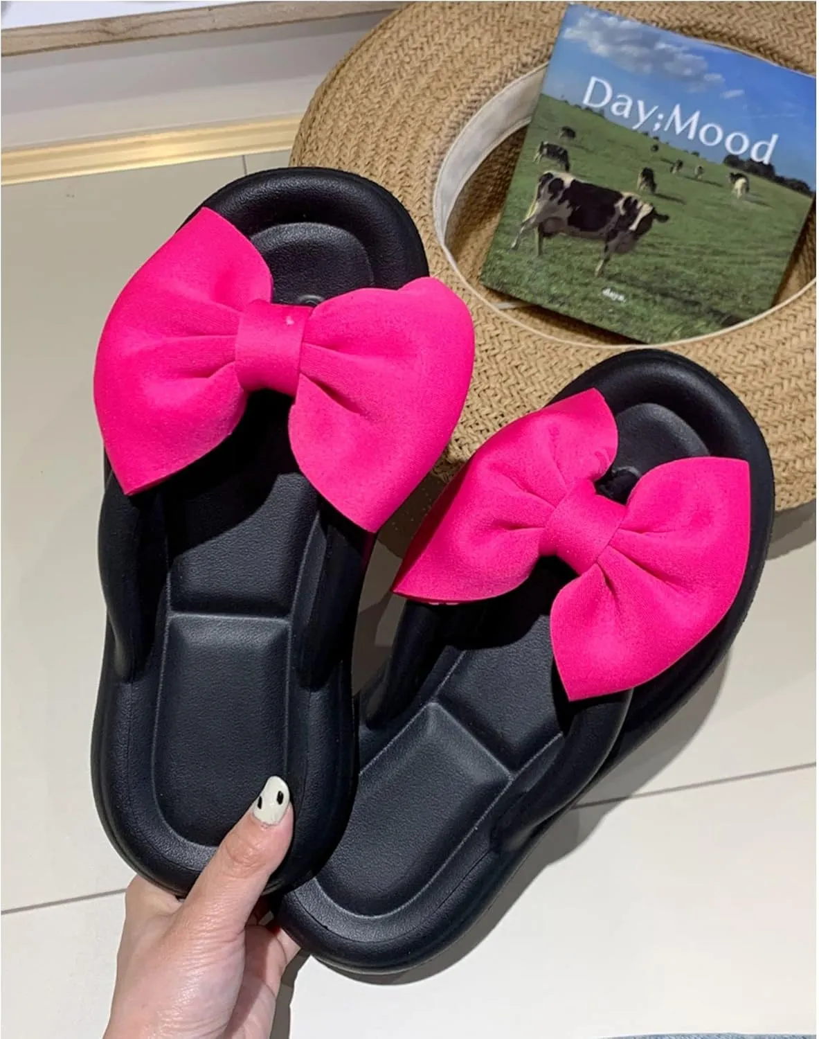 Fairy Bow Flip Flop Summer Beach Sandal Slippers for Womens Girls Women's Flip Flop Sandal Aesthetics Slippers