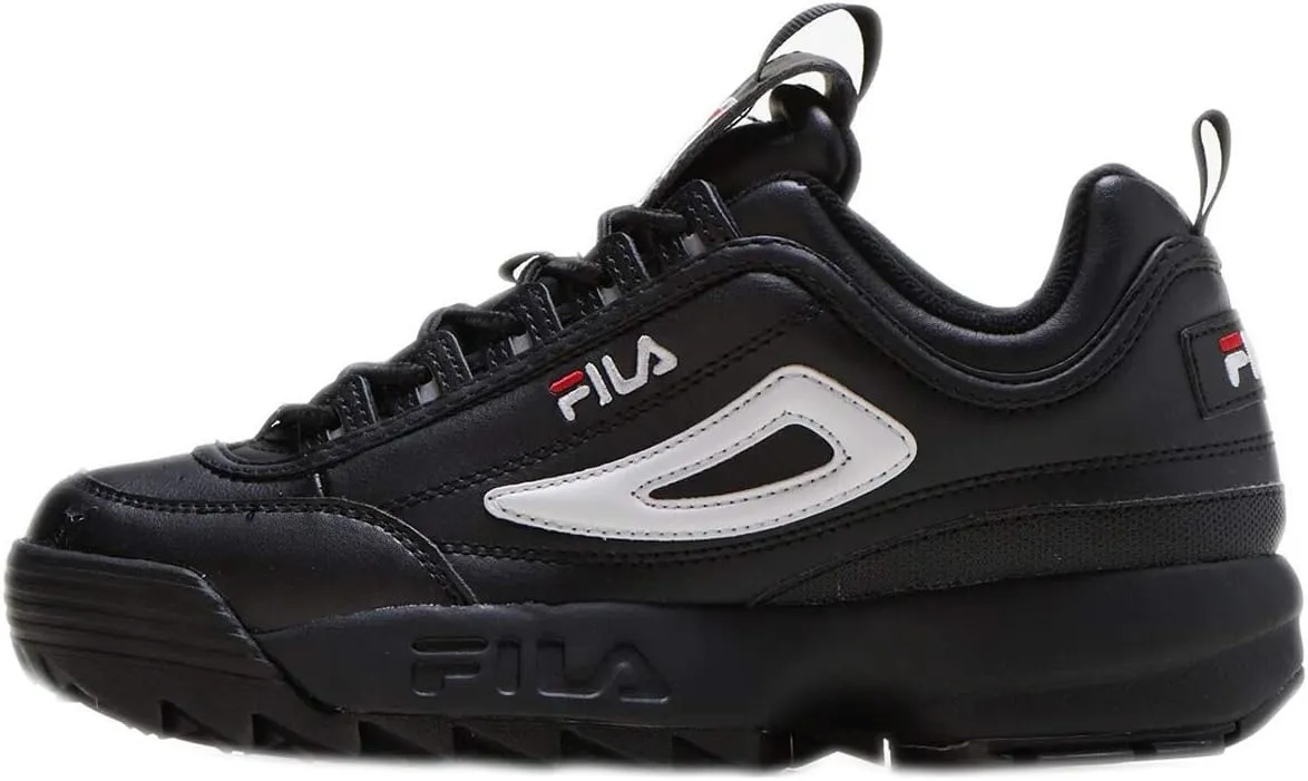 Fila Kids DISRUPTORS Sneaker (Big Kid),Black/White,5