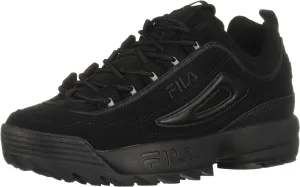 Fila Women's Disruptor II Sneaker (5, Black/Leather)
