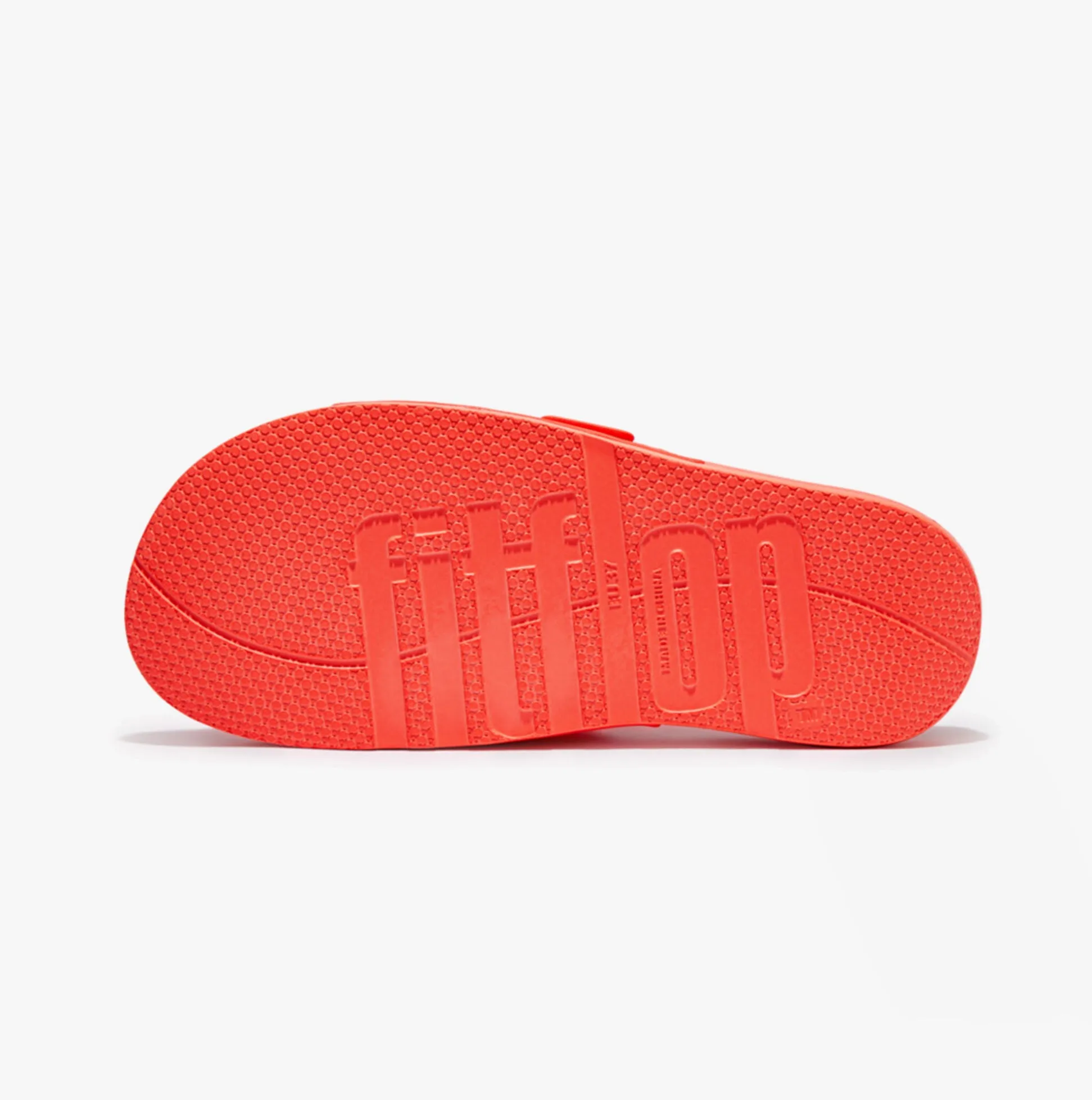 FitFlop iQUSHION TWO-BAR BUCKLE SLIDES Womens Neon Orange