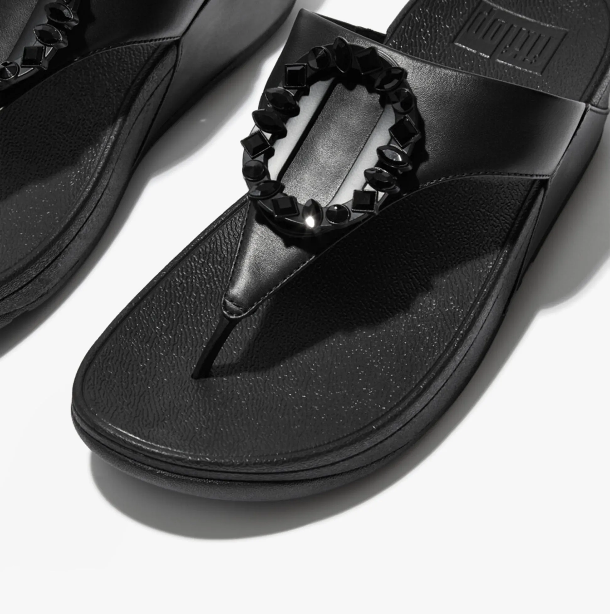 FitFlop LULU CRYSTAL Womens Toe-Post Sandals All Black