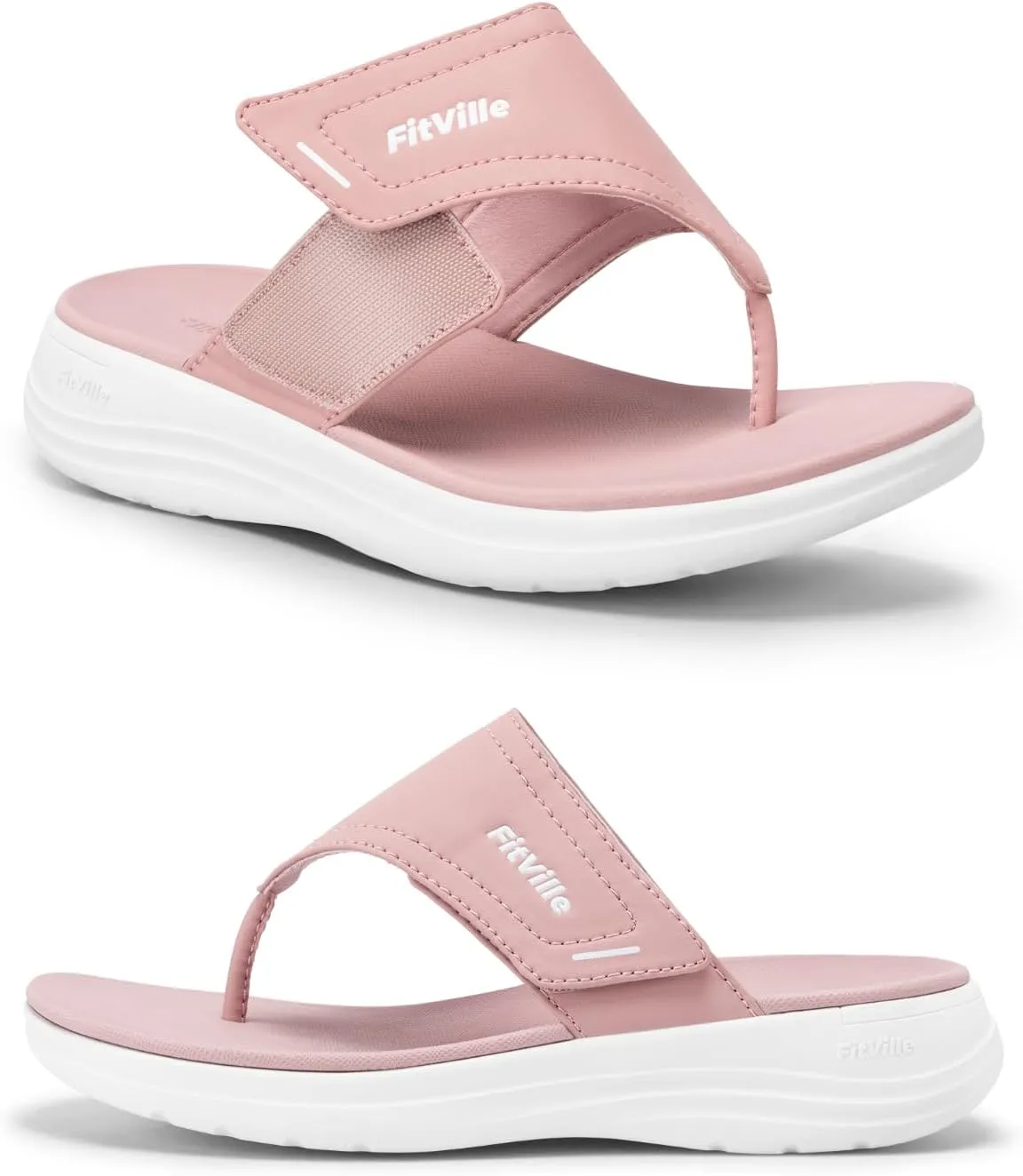 FitVille Wide Flip Flops for Women with Arch Support Wide Width Flip Flops for Women Beach Non Slip