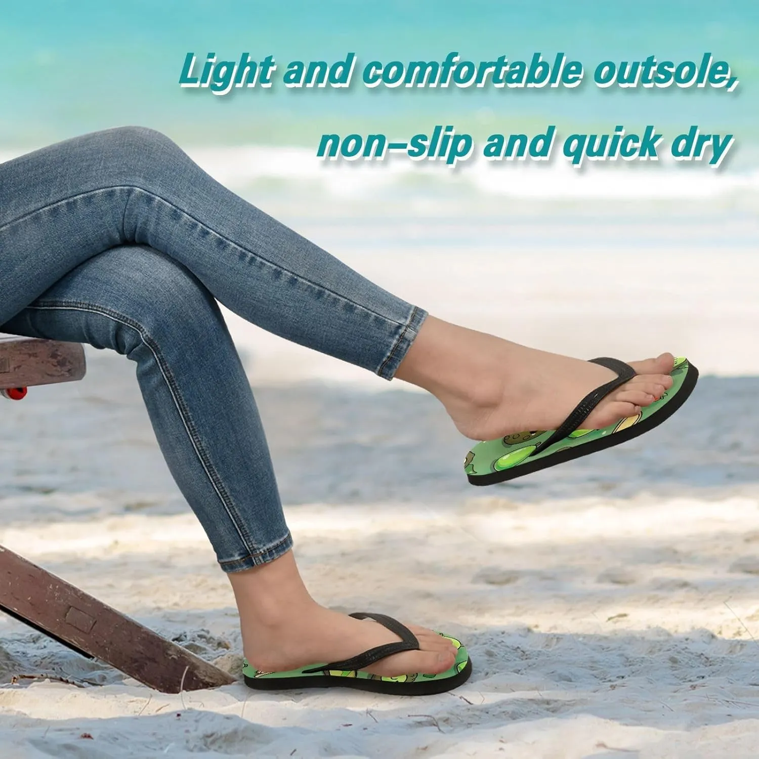 Flip Flop Sandal for Men Women Cartton Avocado Summer Thong Sandal Beach Water Shoes,XS