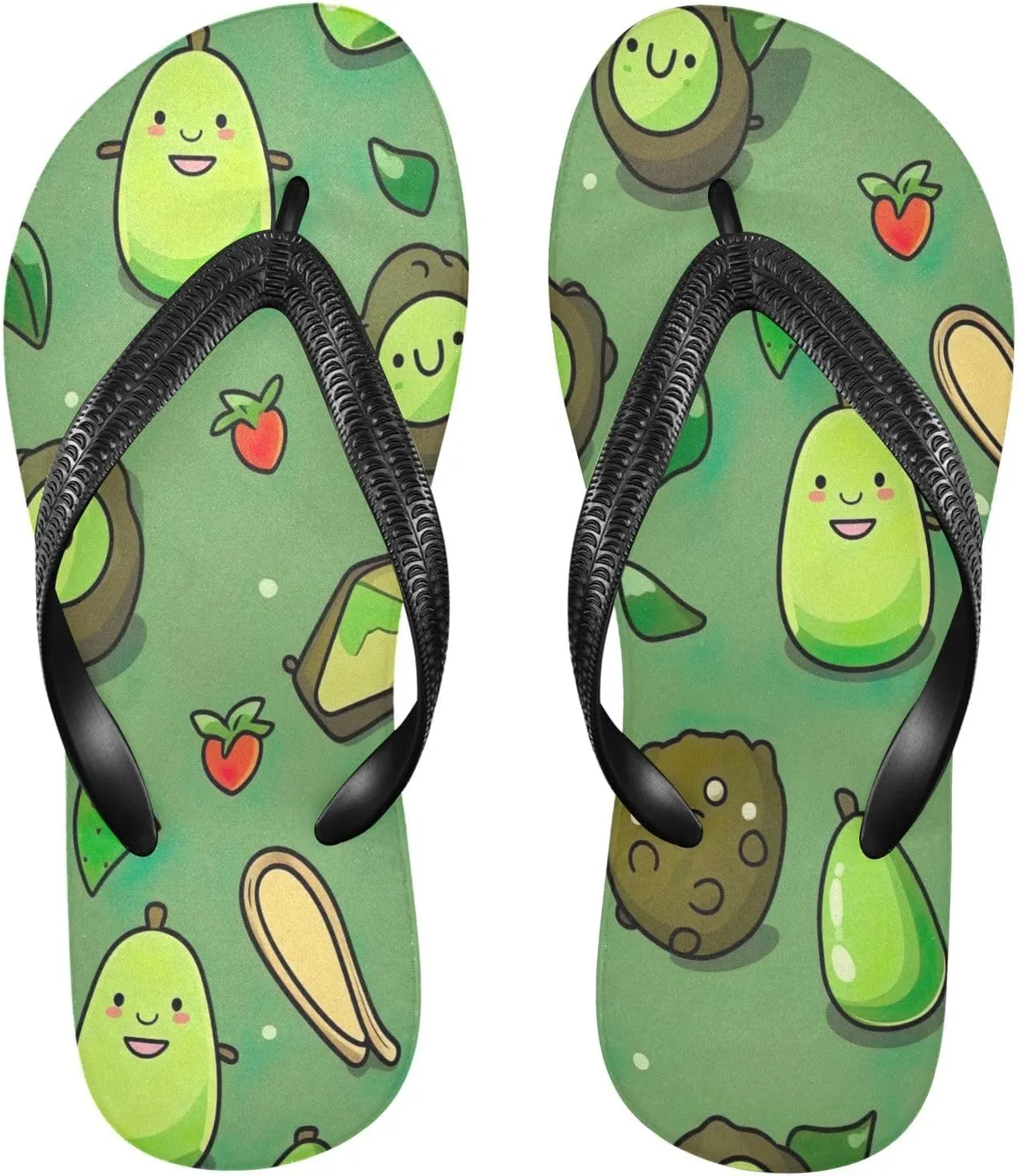 Flip Flop Sandal for Men Women Cartton Avocado Summer Thong Sandal Beach Water Shoes,XS