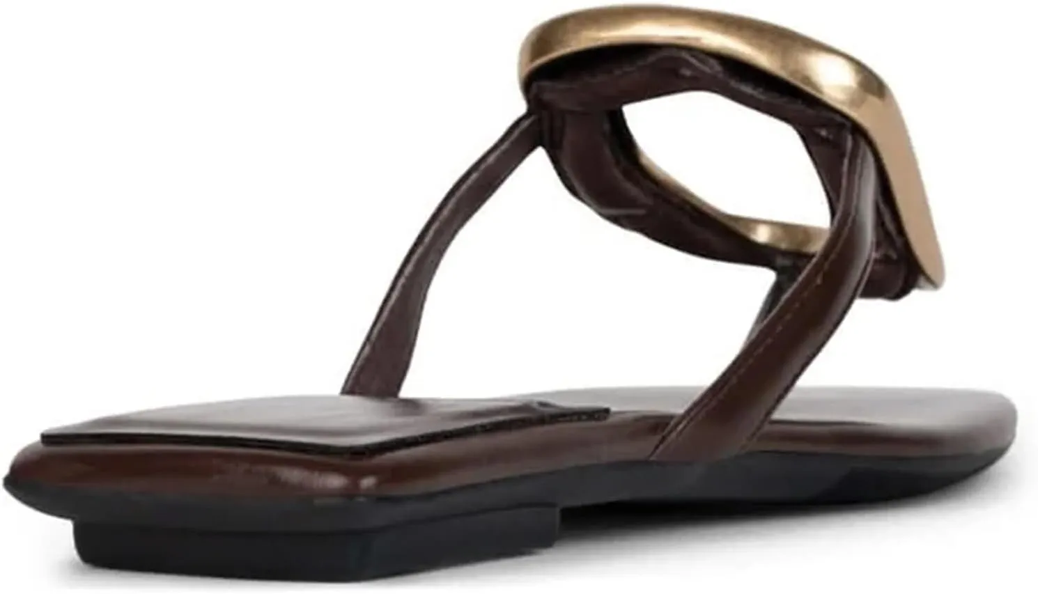 Flip Flop Sandals for Women Flat Thong Sandals Slip on Square Toe Slide Slipper Comfort Dressy Metal Hardware Decoration Summer Fashion Shoes
