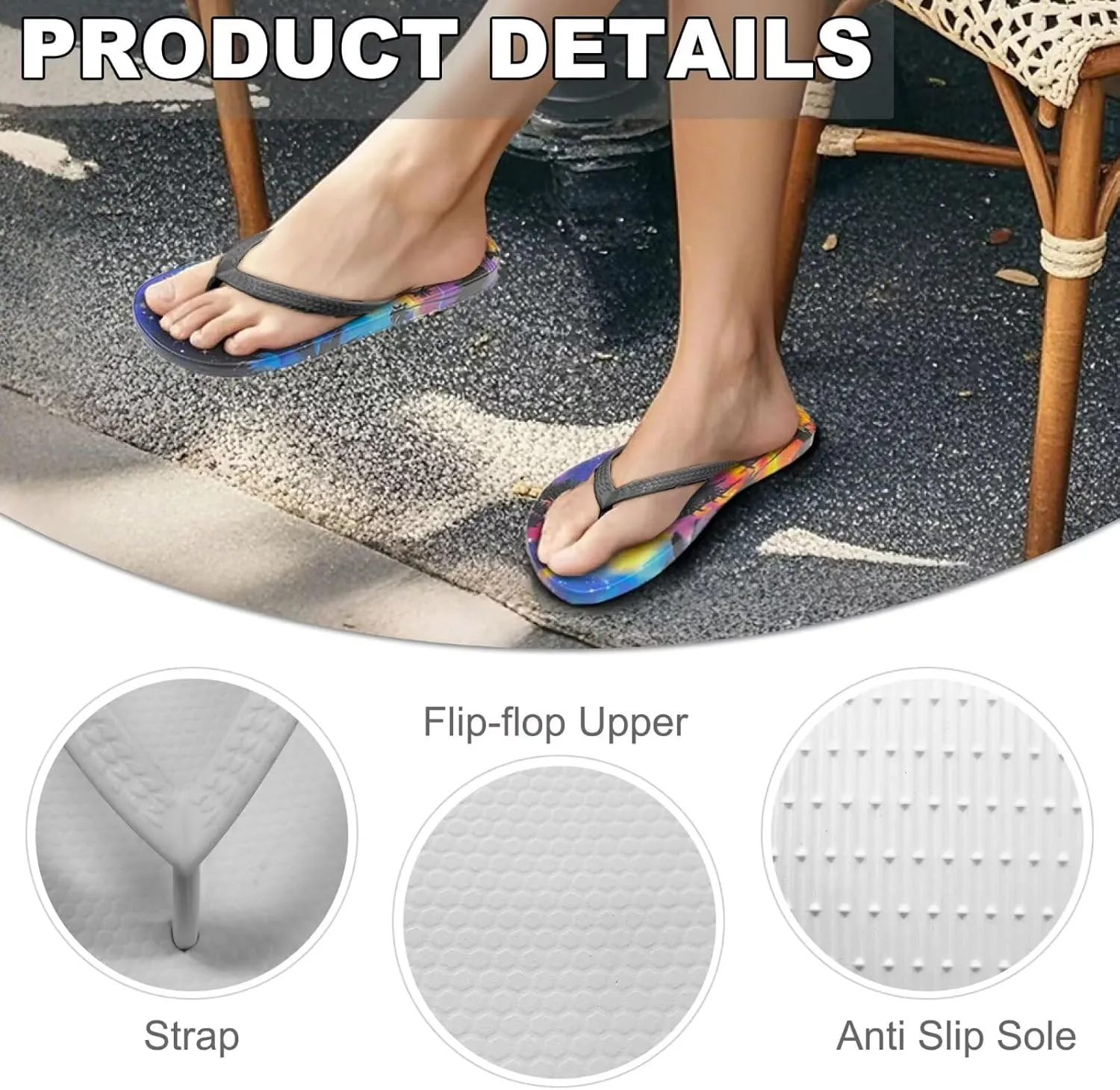 Flip Flops for Women Slip on Walking Thong Sandals Arch Support Beach Pool Slide Slippers