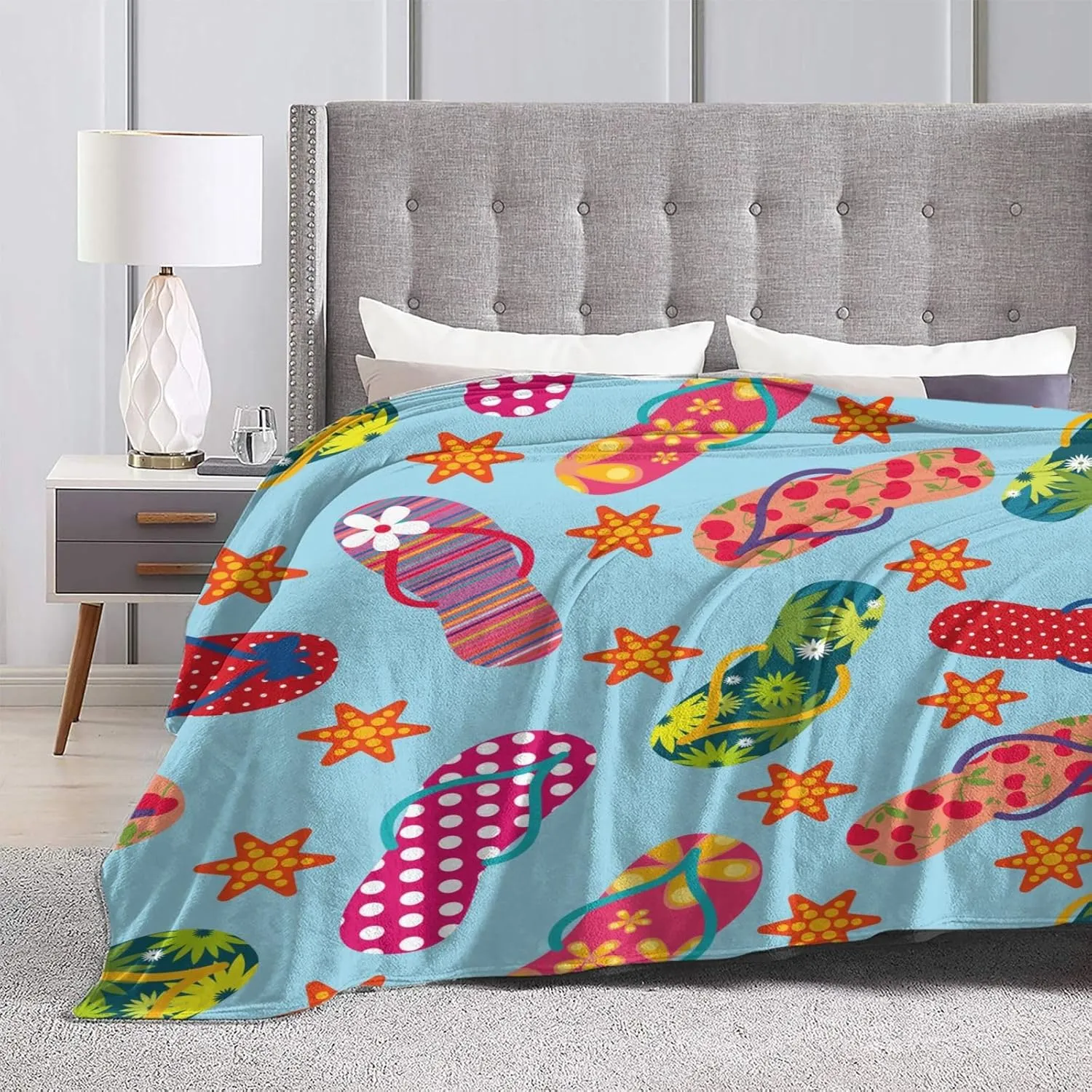 Flip-Flops Throw Blanket Soft Travel Blanket Lightweight Outdoor Blankets Warm Blanket All Seasons Fluffy Flannel Blanket for Sofa Couch Bed (80"x60")