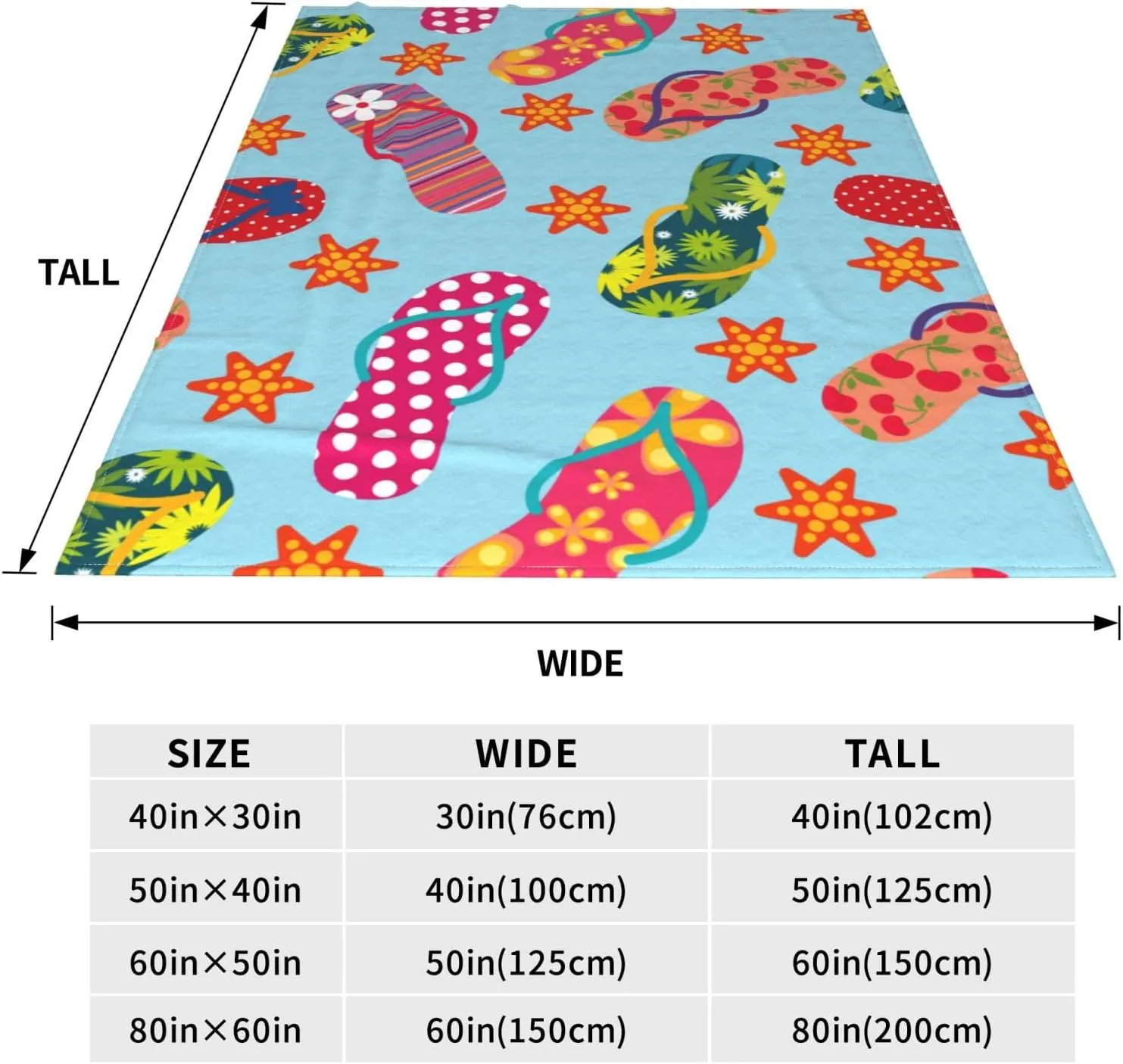 Flip-Flops Throw Blanket Soft Travel Blanket Lightweight Outdoor Blankets Warm Blanket All Seasons Fluffy Flannel Blanket for Sofa Couch Bed (80"x60")