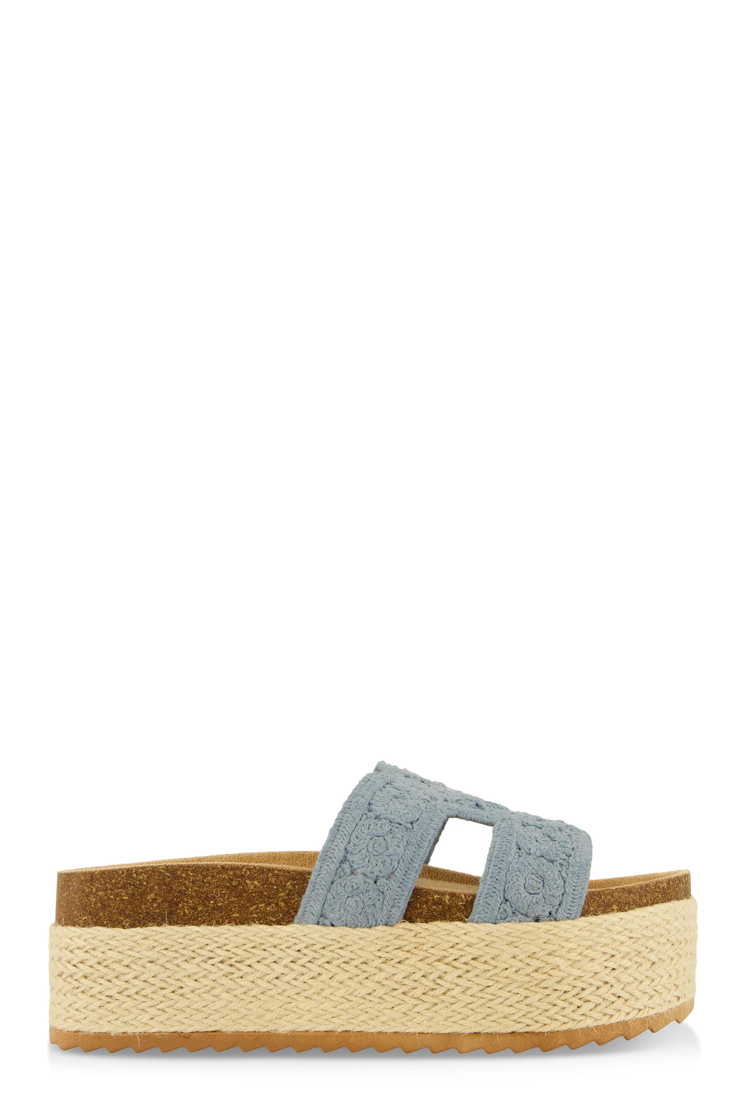 Floral Crochet H Band Platform Footbed Sandals