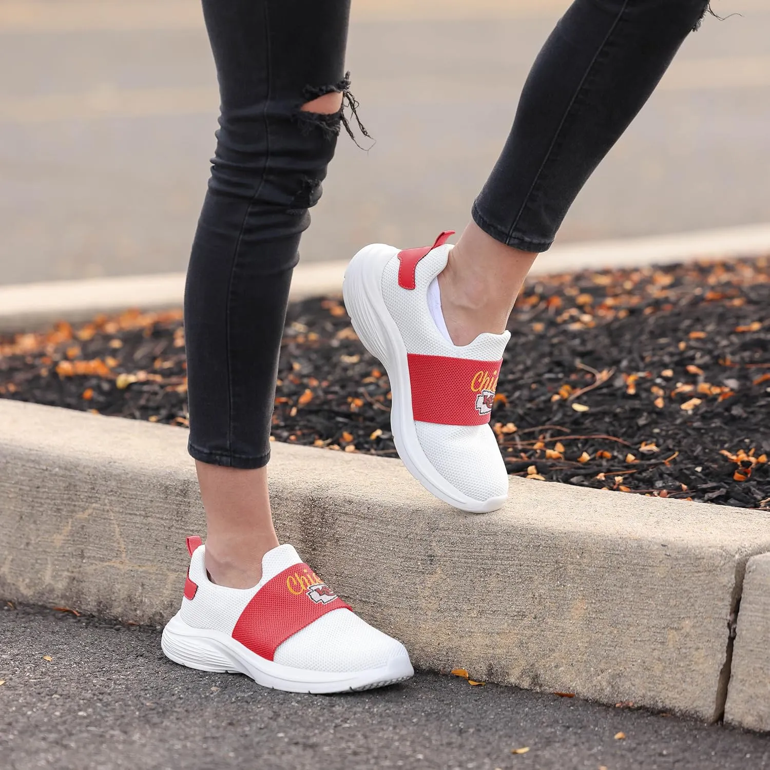FOCO Women's NFL Ladies Athletic Sport Team Script Wordmark Shoes Sneakers