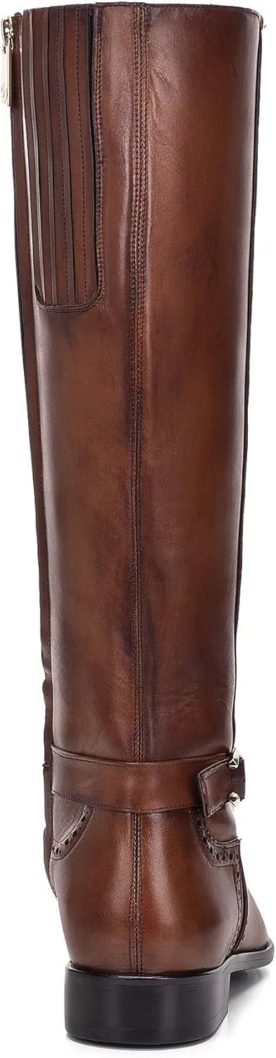 FRANCO CUADRA Women's Riding Boot in Genuine Leather Honey Brown