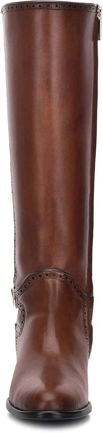 FRANCO CUADRA Women's Riding Boot in Genuine Leather Honey Brown