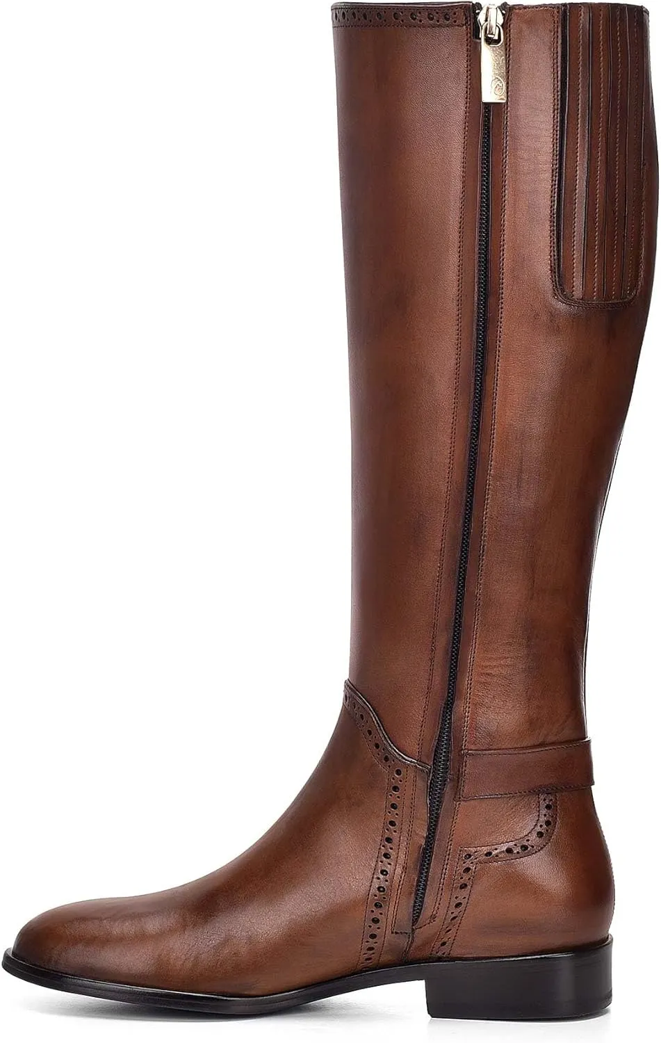 FRANCO CUADRA Women's Riding Boot in Genuine Leather Honey Brown