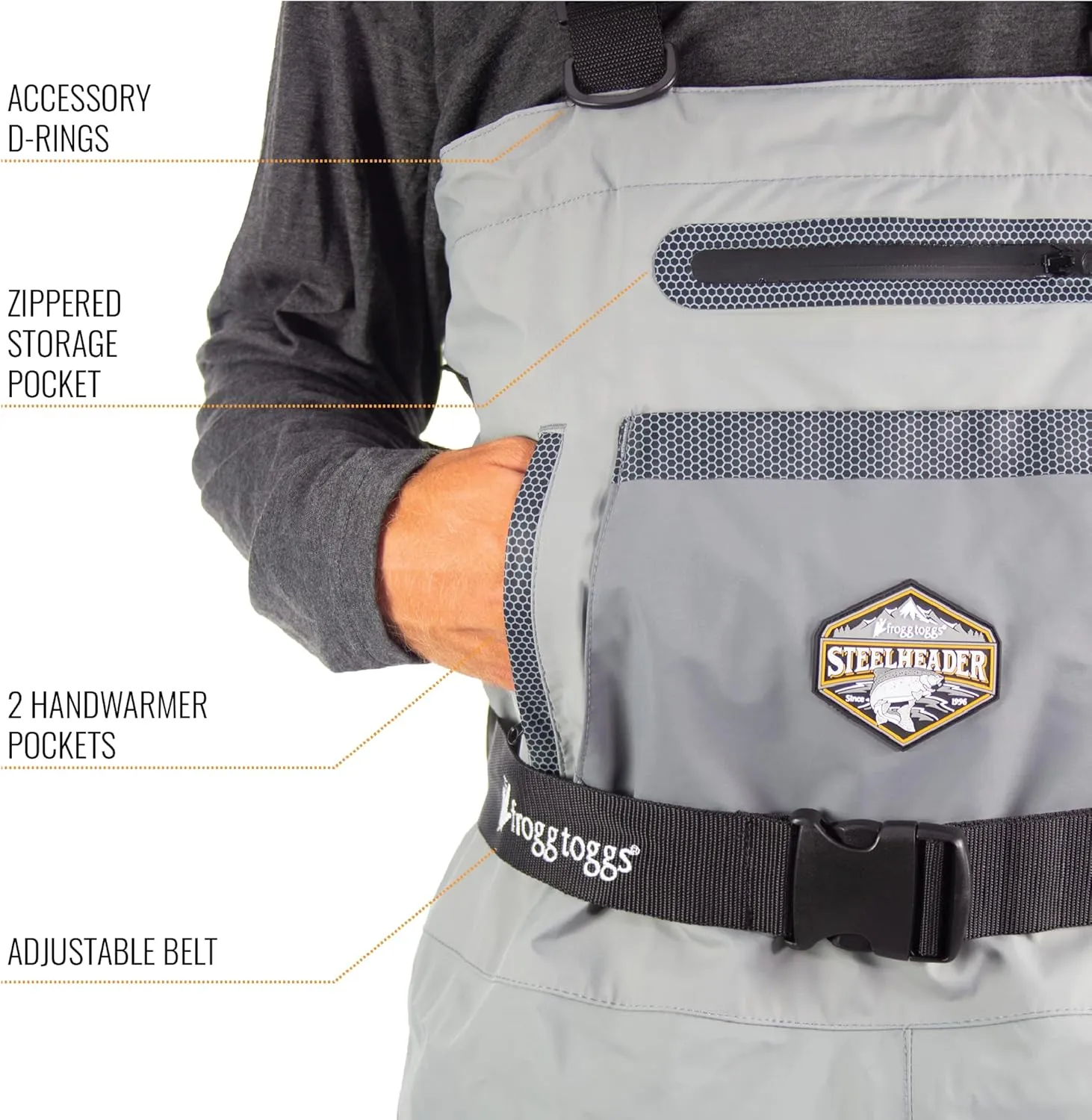 FROGG TOGGS Steelheader Reinforced Nylon Insulated Stockingfoot Chest Waterproof Fishing Wader for Fishing