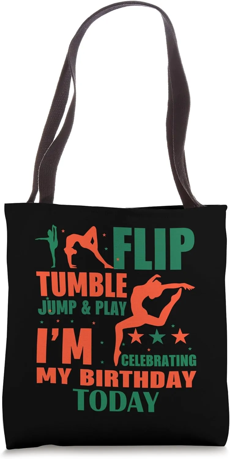Funny Gymnastics Flip Tumble Jump Play Gymnast Birthday Tote Bag