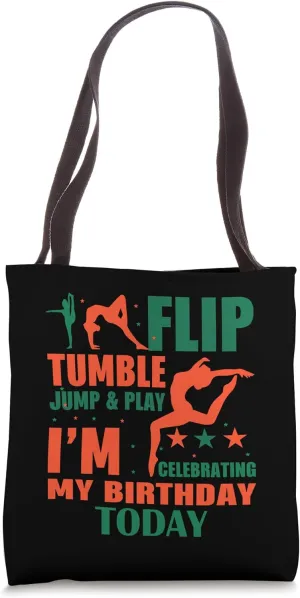 Funny Gymnastics Flip Tumble Jump Play Gymnast Birthday Tote Bag