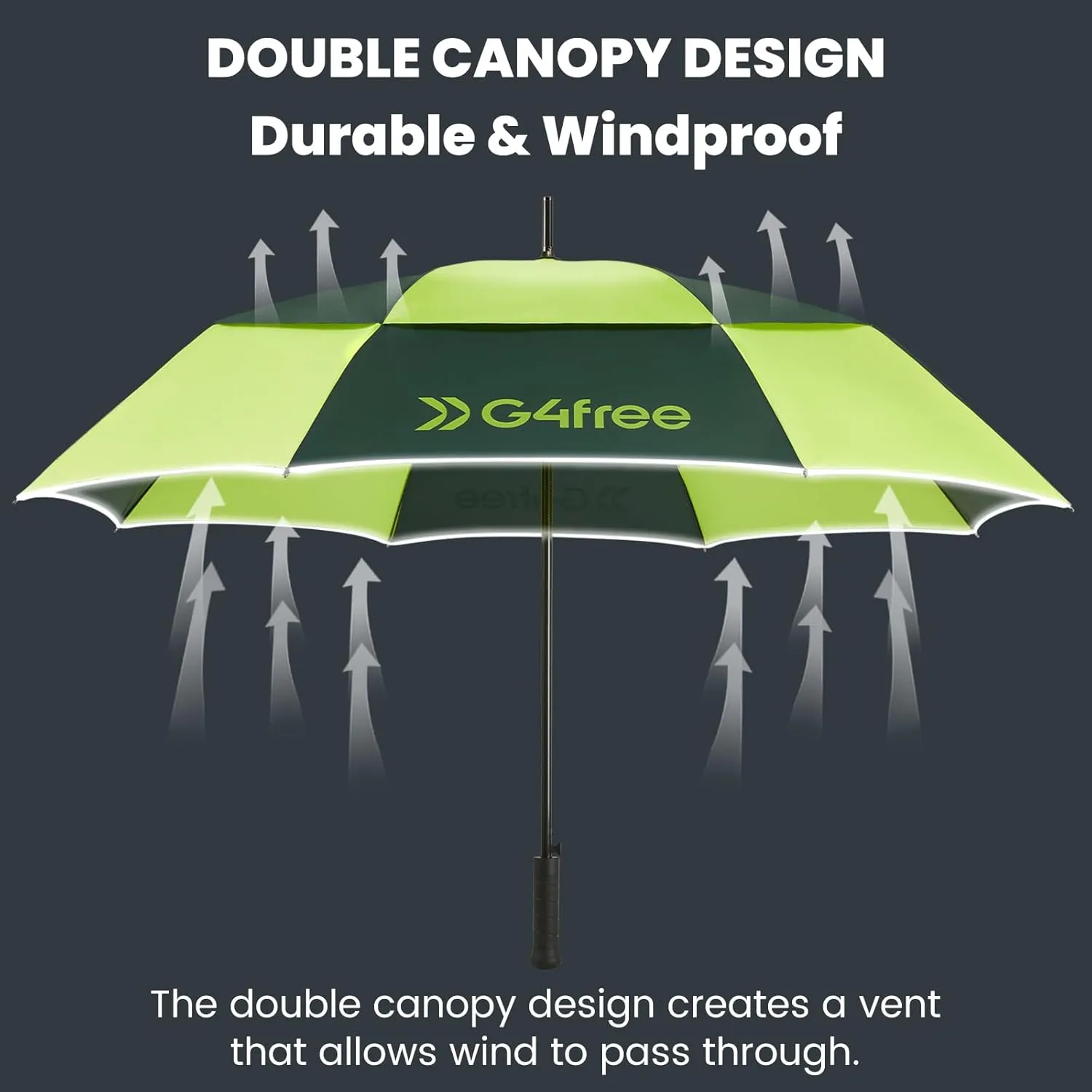 G4Free Strongest Golf Umbrella with Full Carbon Fiber, Well-constructed & Super Lightweight & Windproof Double Vented Mesh Canopy Large Oversized Stick Umbrellas for Rain Sun, Automatic Open
