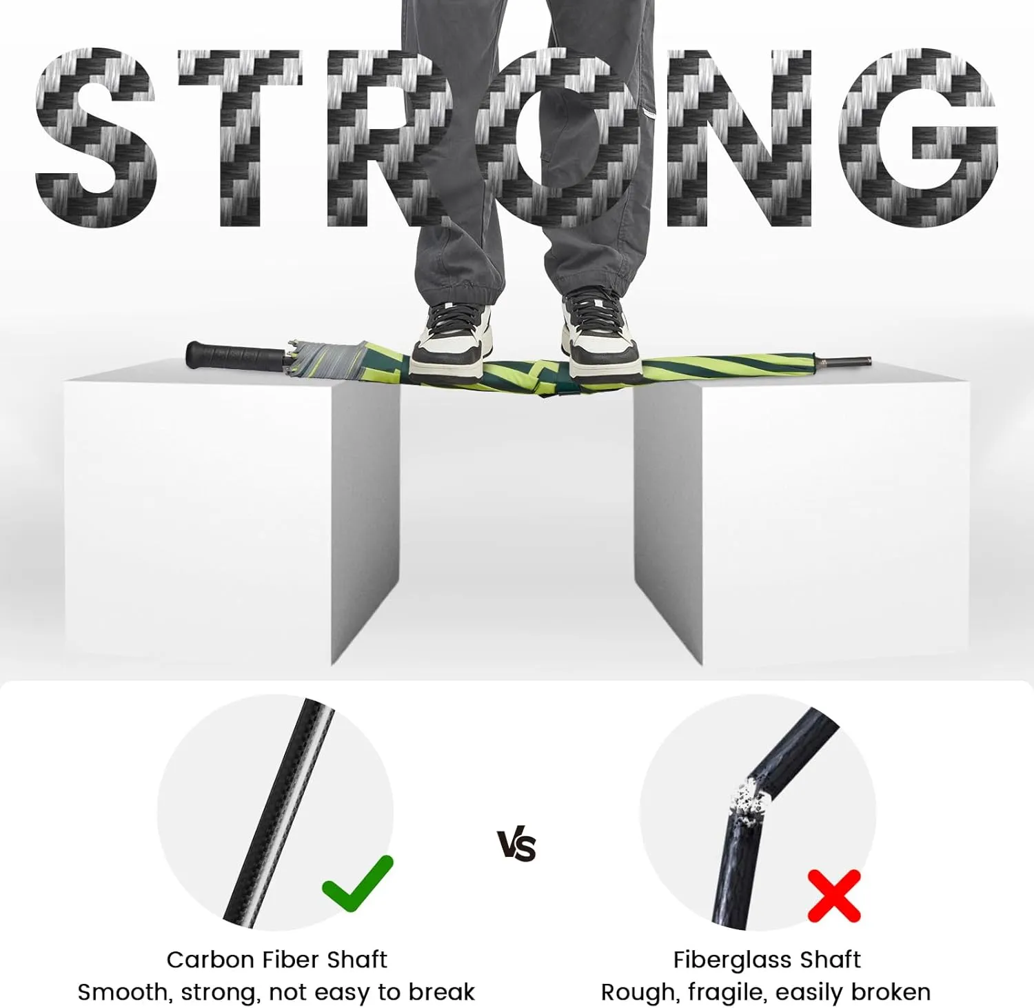 G4Free Strongest Golf Umbrella with Full Carbon Fiber, Well-constructed & Super Lightweight & Windproof Double Vented Mesh Canopy Large Oversized Stick Umbrellas for Rain Sun, Automatic Open