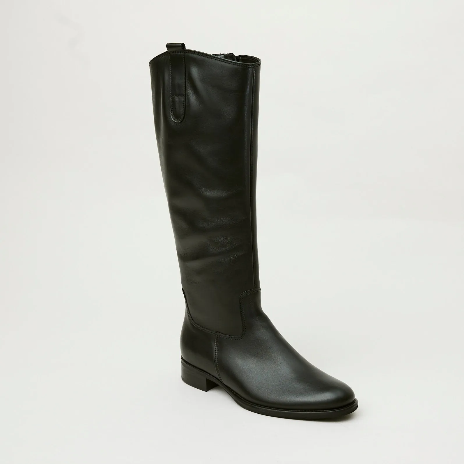 Gabor Knee High Flat Black Leather Boots