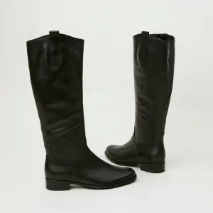 Gabor Knee High Flat Black Leather Boots