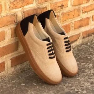 Gentlemen Ocio Sneaker - Tan Linen Fabric combined with Black Linen Fabric