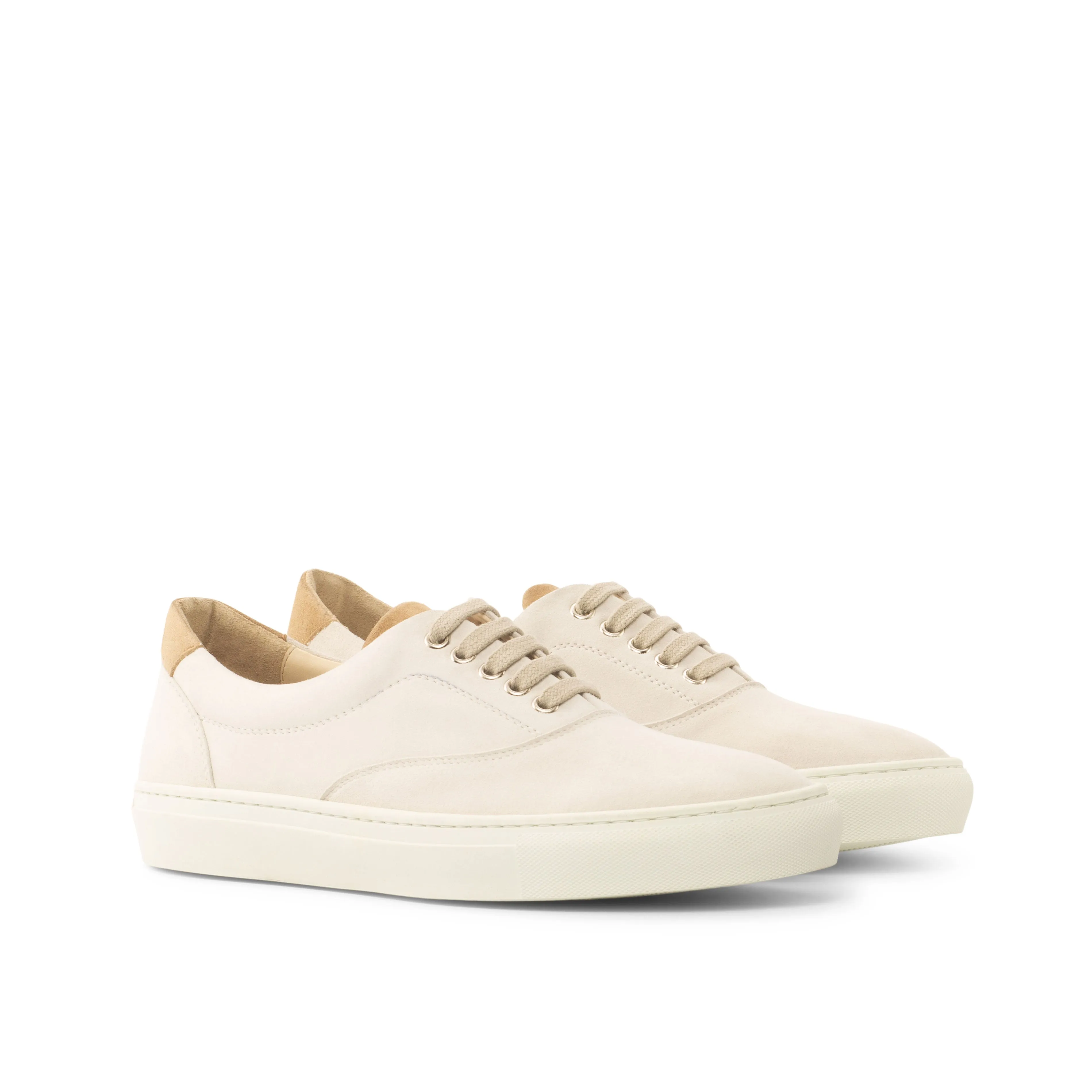 Gentlemen Ocio Sneaker - White & Camel Kid Suede Calf Leather