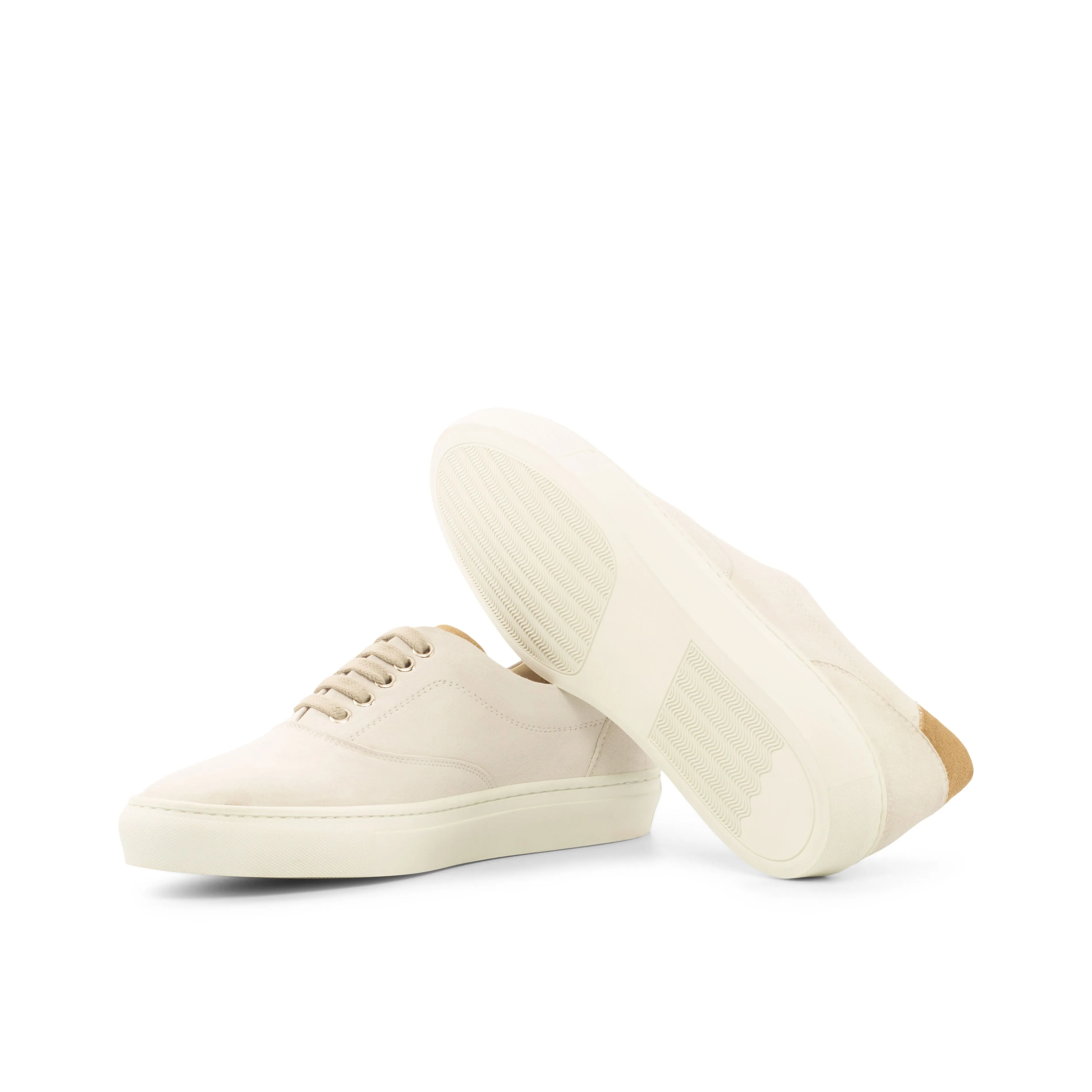 Gentlemen Ocio Sneaker - White & Camel Kid Suede Calf Leather