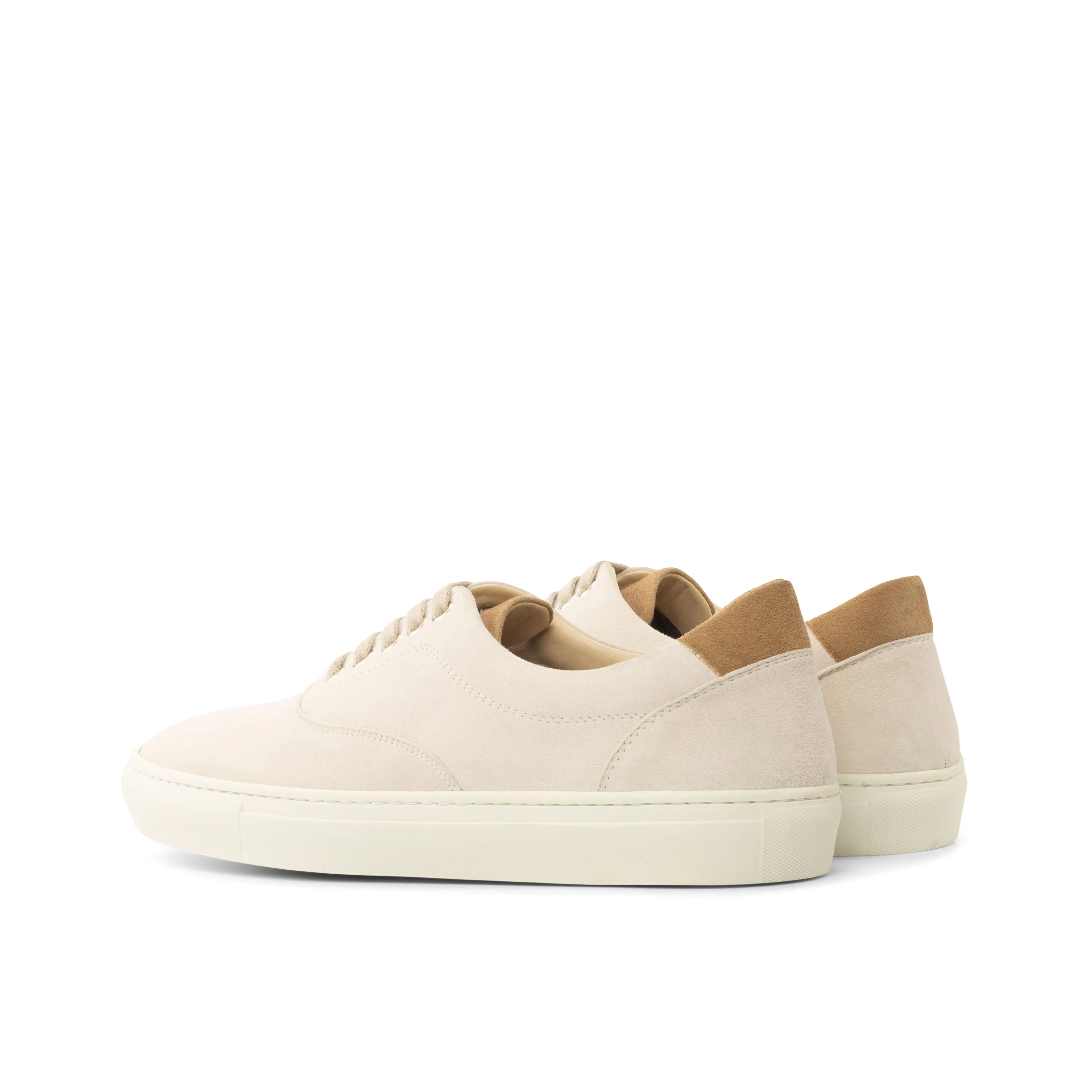 Gentlemen Ocio Sneaker - White & Camel Kid Suede Calf Leather