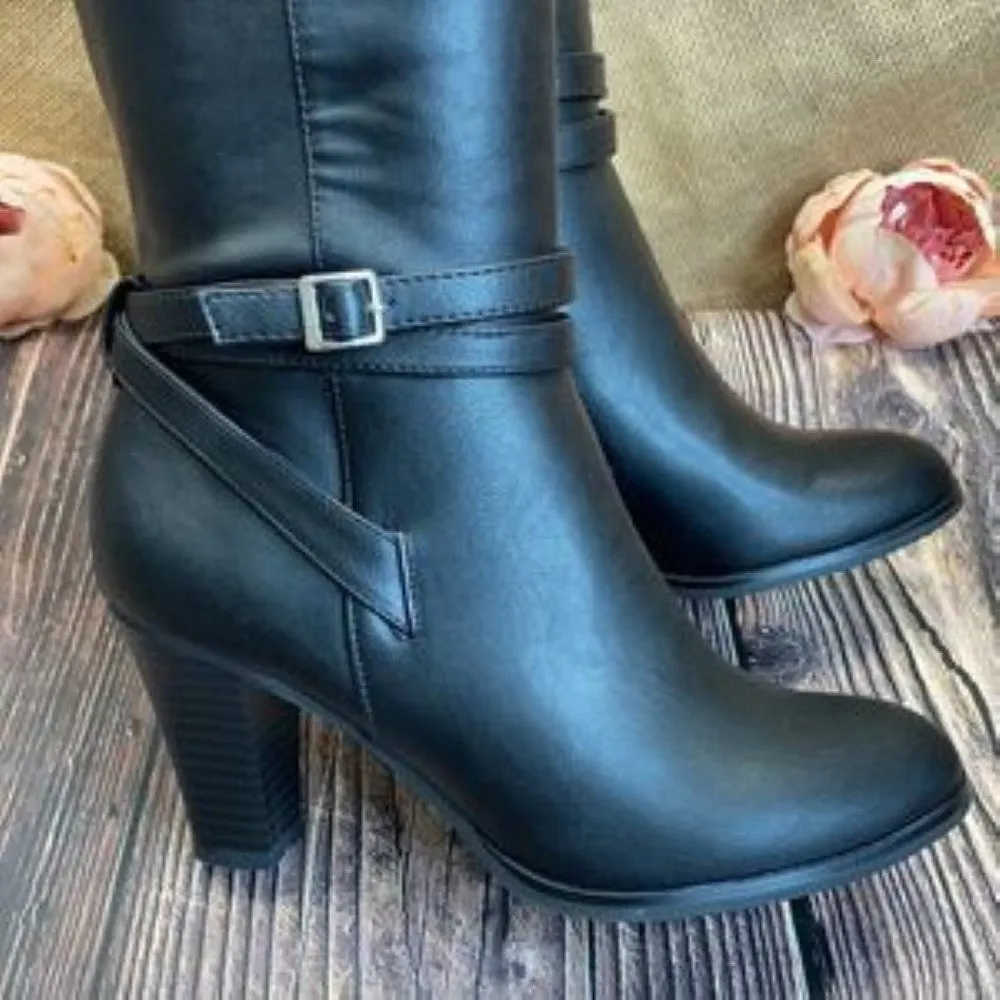 Giani Bernini Black Faux-Leather Beckyy Boots 6M