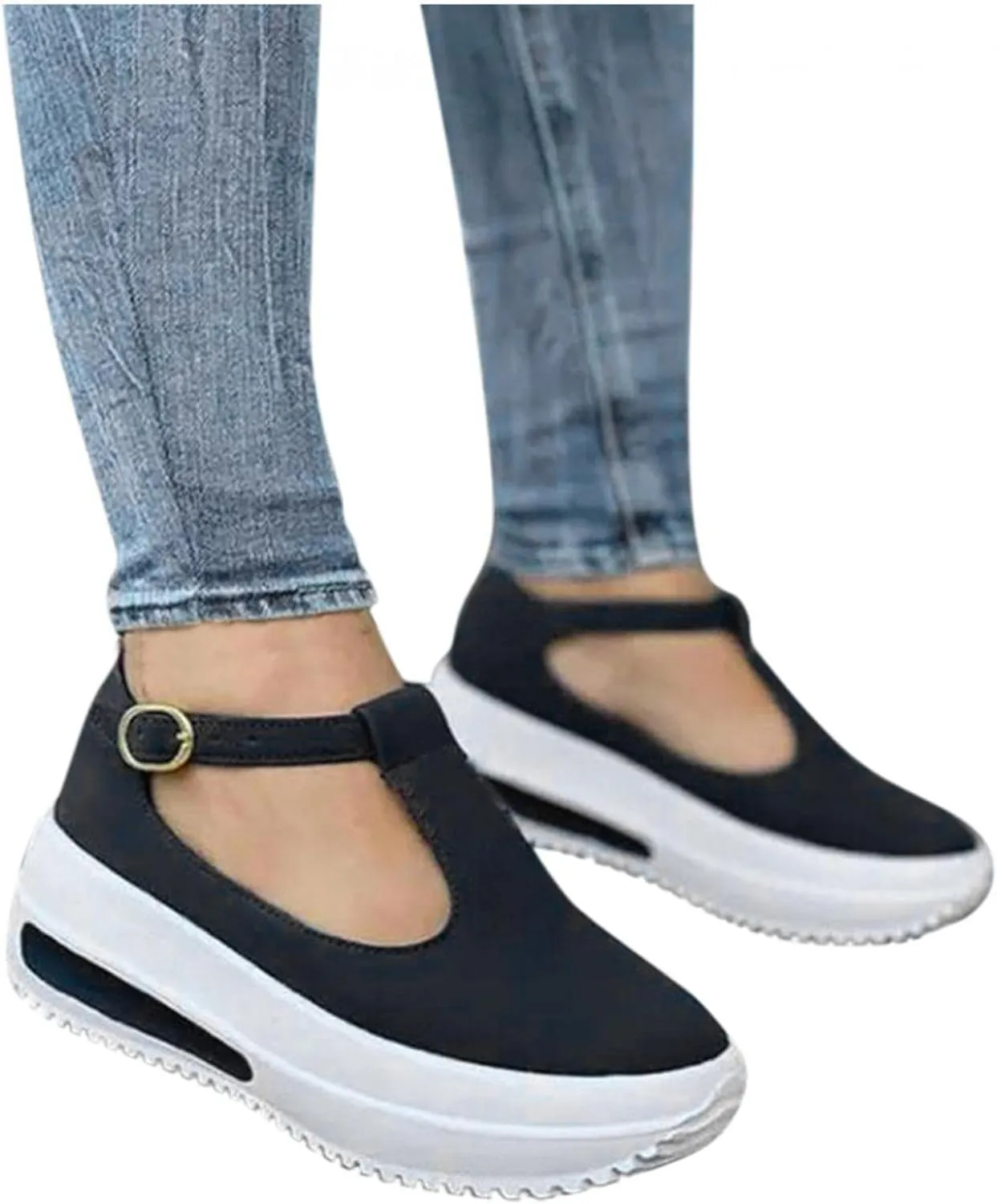 Gibobby Espadrille Wedges Flat,Pumps Women Ankle Flock Wedges High Ankle Outdoor Sandals Round Toe Casual Shoes